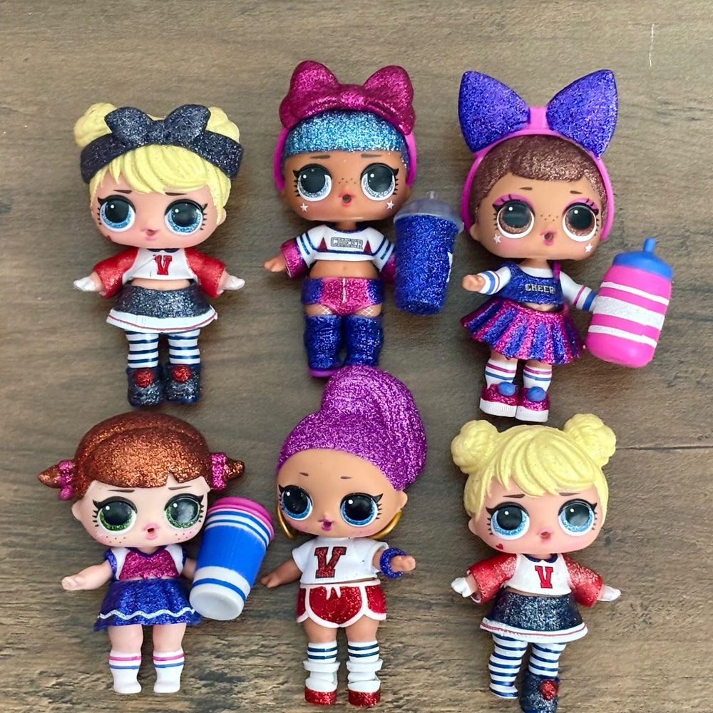 Lot of 6 LOL Surprise ALL STAR BBS Sports Series 2 CHEER TEAM Sparkly Dolls LOOK